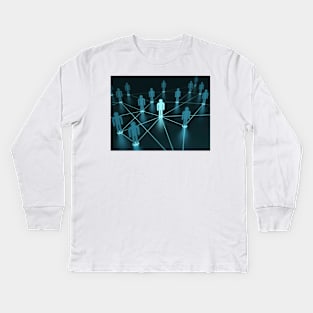 Human figures connected by lines, artwork (F009/7144) Kids Long Sleeve T-Shirt